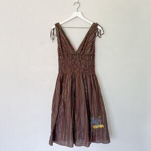 Muchacha Brown Metallic Lace Up Midi Halter Dress size 2
